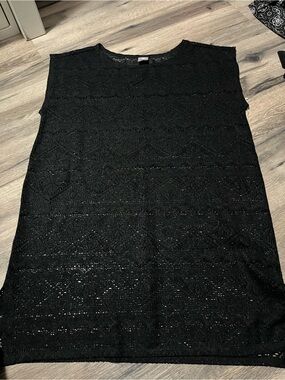 Merona Black Crochet Swim Coverup